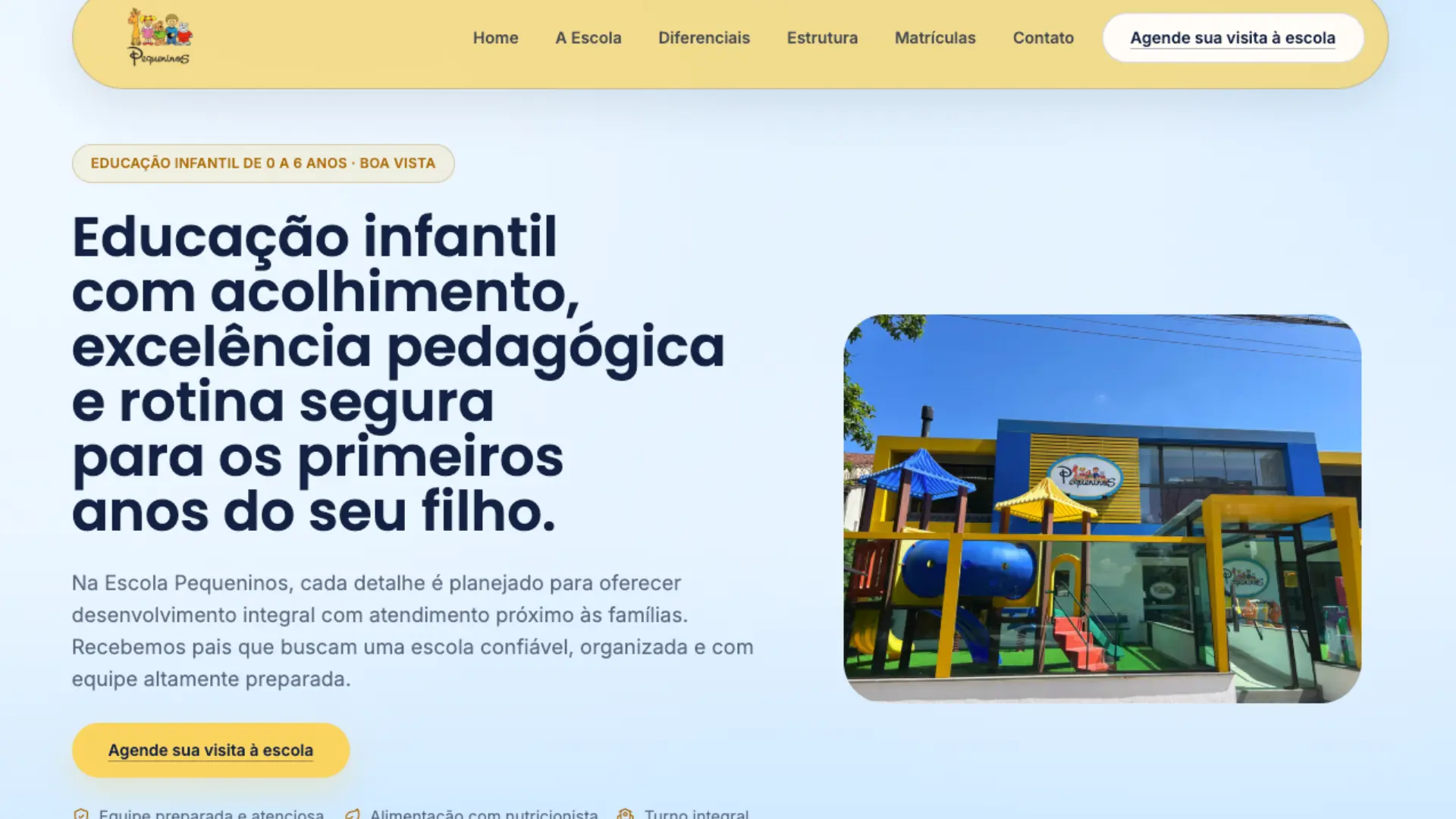 Escola Pequeninos - Site e Tráfego Pago para Matrículas